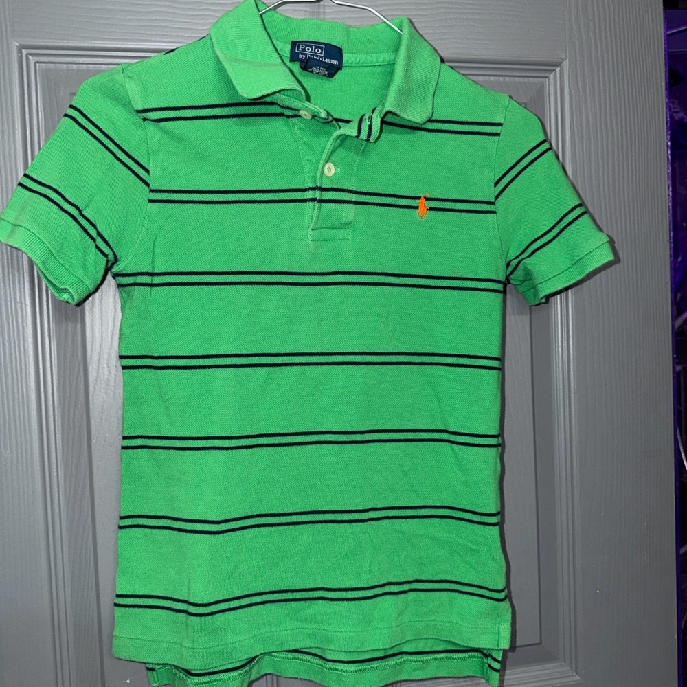 Ralph Lauren Kids Polo Shirt in Green with Black‎ Stripes